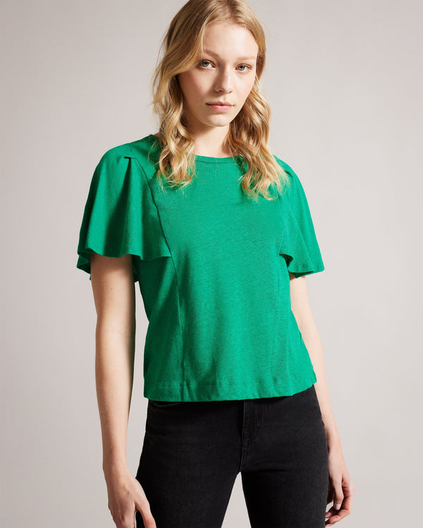 HALLENN-Tops-Angle Sleeve Linen Tee- Ted Baker Romania